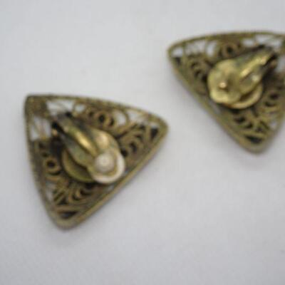 Victorian Butterfly Clip Earrings, Filigree 