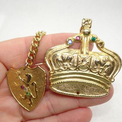 Royalty Crown & Shield Brooch Pins