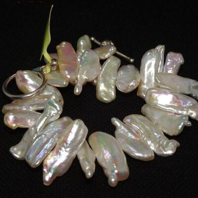 Freshwater Pearls & Silver Tone Bracelet - Never Worn