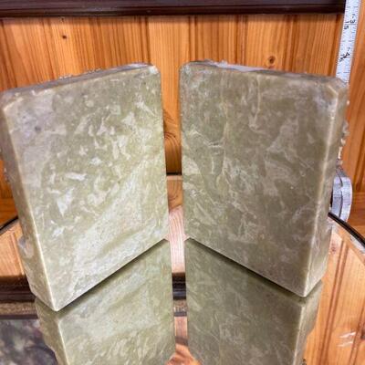 Hand carved stone book ends / Asian 