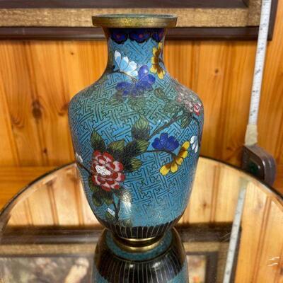 Enamel on copper vase / Hand painted 