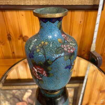 Enamel on copper vase / Hand painted 
