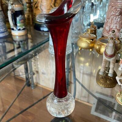 Ruby red art glass vase