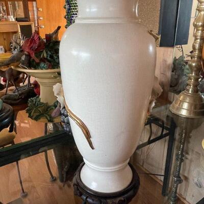 Hand painted high relief floral vase 