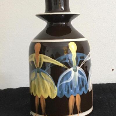 ZVVD MICHALOVCE Red Clay Hand Painted Vase with Label 6,5”h