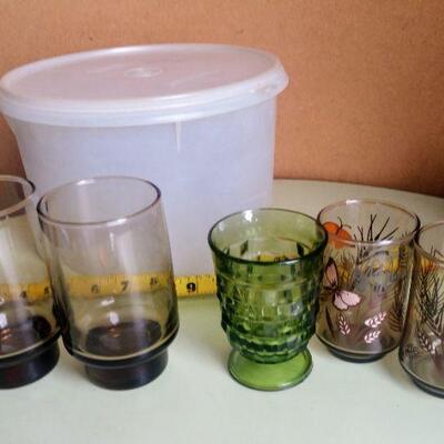 Lot 3 Misc. Vintage Kitchen Glasses and Tupperware