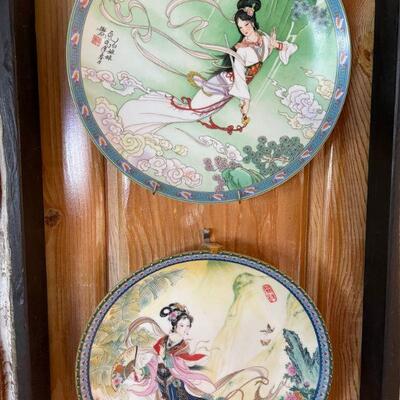 Oriental hand painted plates x 2 