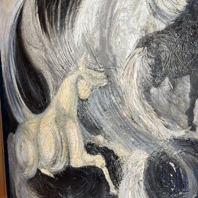 Original Steindoy oil on canvas Large Equestrian scene 