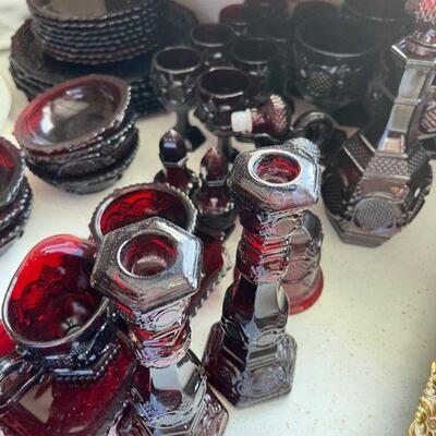 Ruby Red Depression Glass Set 