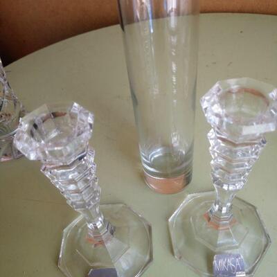 Lot 11 Mikasa Candleholder and Misc. Glass Items