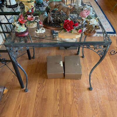 Wrought Iron / Glass Top Table / Heavy