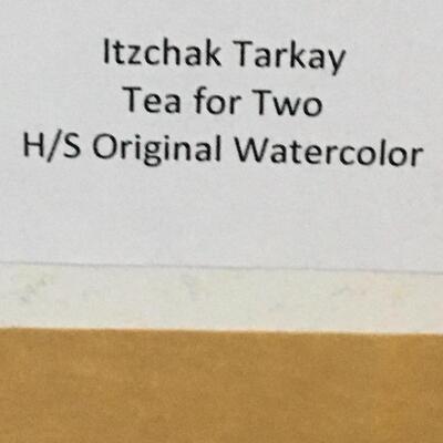 ITZCHAK TARKAY “Tea for Two” Original Signed Watercolor Painting. LOT B8