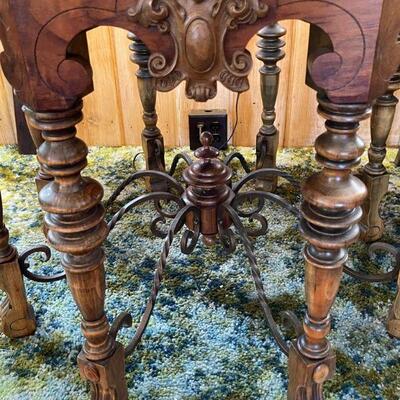Mahogany Octagon Deer foot / Wrought octo Stretcher / Marble Top