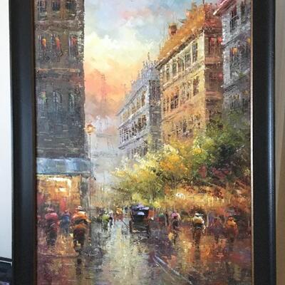 Paris Street Scene by ANTONIO on Canvas. LOT B13