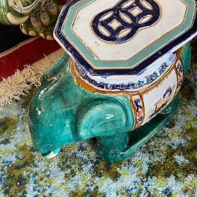 Large Ceramic hand painted Elephant plant stand or end table