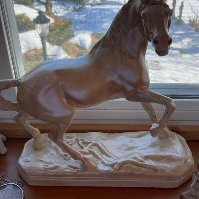 Porcelan Stallion Statue 