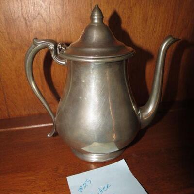 Vintage Pewter Tea Pot Marked Signed - Item # 25
