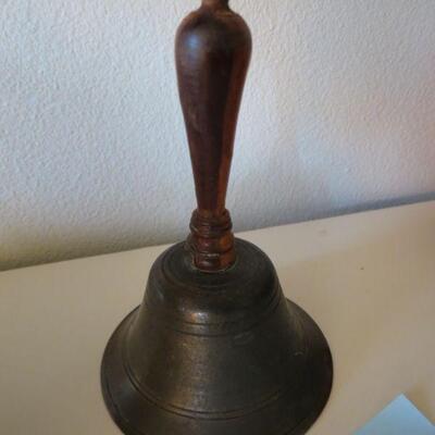 Vintage Brass Bell Wooden Handle - Item # 41