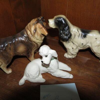 Three Vintage Dog Figurines Japan Collie Poodle Spaniel  Boehm - Item # 45