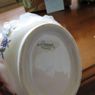 Limoges Bowl Flowers Made in France 6 1/2 x 5 1/2 x 3 inches Tall - Item # 53