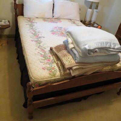 Vintage Maple Walnut Full Double Bed with Mattresses - Item # 95