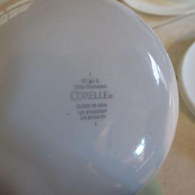 Four Correlle Cereal Bowls 2 Blue Stripes 2 Green Stripes - Item # 119