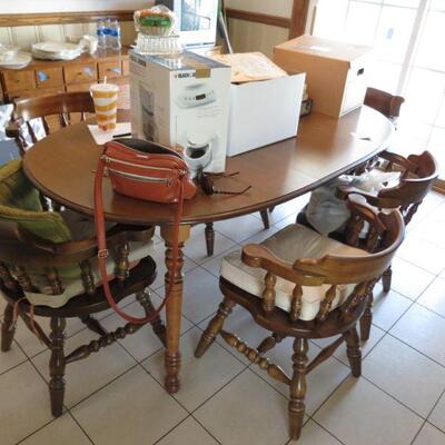 Vintage Dining Room Kitchen Table and 6 Chairs Solid Wood Item # 149