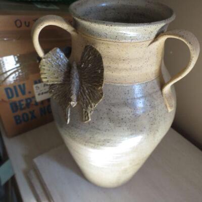 Hand Made Pottery Butterfly Handles 13" Tall - Item # 178