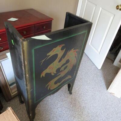 Asian Black Dragon Snake Wooden Wood Screen - Item # 187