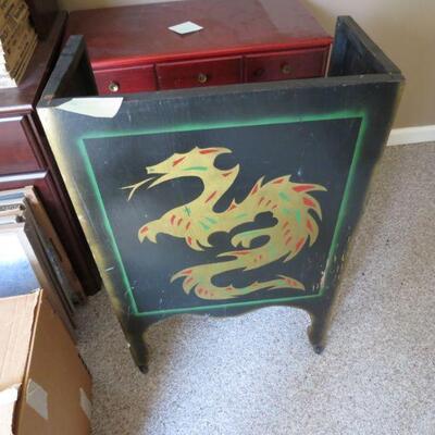Asian Black Dragon Snake Wooden Wood Screen - Item # 187