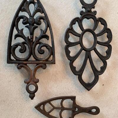 Three Vintage Cast Iron Trivets