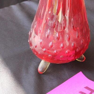 Lot 54 Vintage Red Hobnail Footed Glass Vase