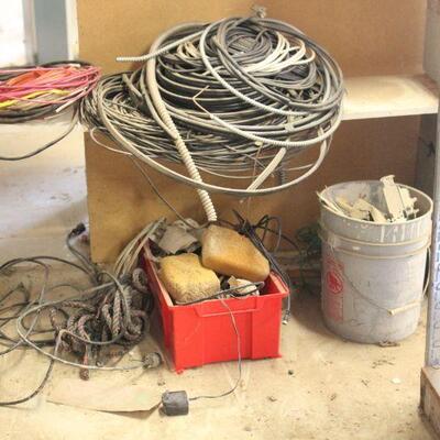 Lot 132 Wire Contents of Cinder Block Rack