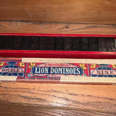 Vintage Childâ€™s Toy Animal Cage With Lion Dominos