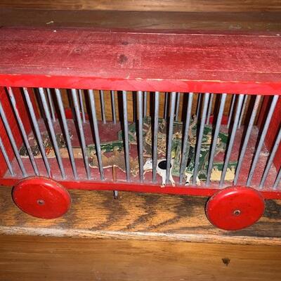 Vintage Childâ€™s Toy Animal Cage With Lion Dominos
