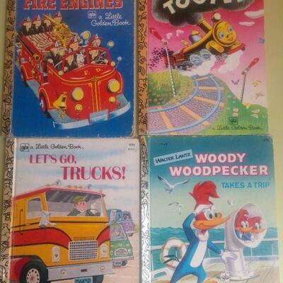 Lot 28 A Little Golden Book Fire Engines, Tootle, Let's Go Trucks, & Woody Woodpecker 70s 80s