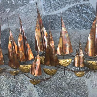 Large Copper/Brass Sailing Ship