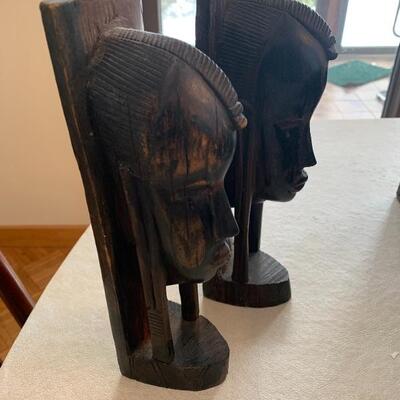 Pair Of Ebony Wood Makonde Tribal Figures From Tanzania