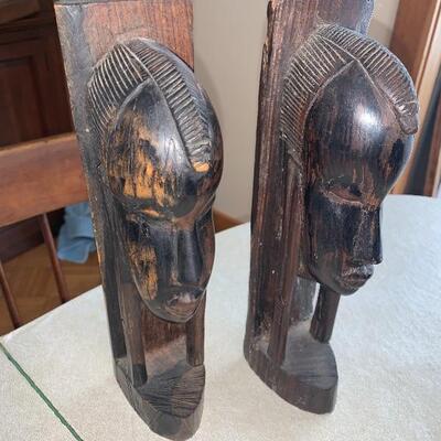 Pair Of Ebony Wood Makonde Tribal Figures From Tanzania