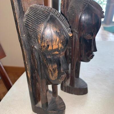 Pair Of Ebony Wood Makonde Tribal Figures From Tanzania