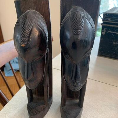 Pair Of Ebony Wood Makonde Tribal Figures From Tanzania