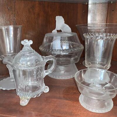 Frosted Lion Glassware EAPG Gillinder and Sons circa 1877