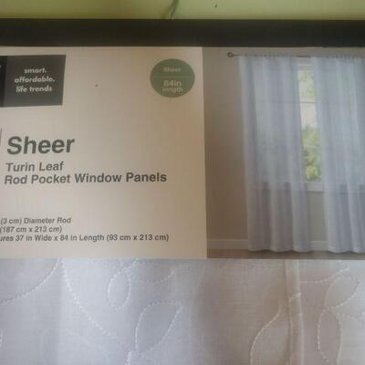 Lot 47 2 Sheer Turin Leaf Rod Pocket Window Panels