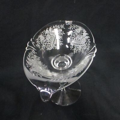 Lot 5 - Etched Glass Stemmed Bowl 