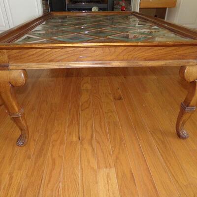 LOT 2  COFFEE TABLE WITH CROSSBARS AND BEVELED GLASS