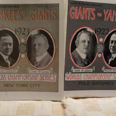 '1923 Yankees vs Giants & 1922 Giants Vs Yankees World Series Programs.