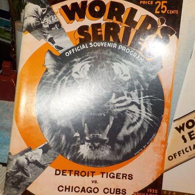 " 1943 & 1944 World Series Baseball programs/ Detriot vs Cubs and Detriot vs St. Louis.