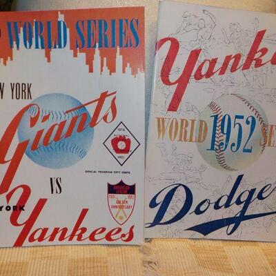 " 1951 & 1952 World Series Baseball Champion Programs"./ Giants vs Yankees and Yankees vs Dodgers.