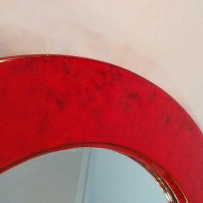 Round Red Lacquer Mirror