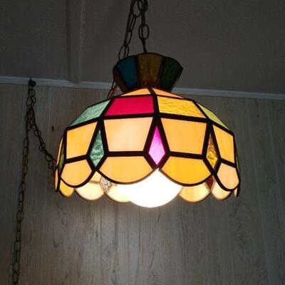 Vintage Multi-Colored Slag Hanging light shade